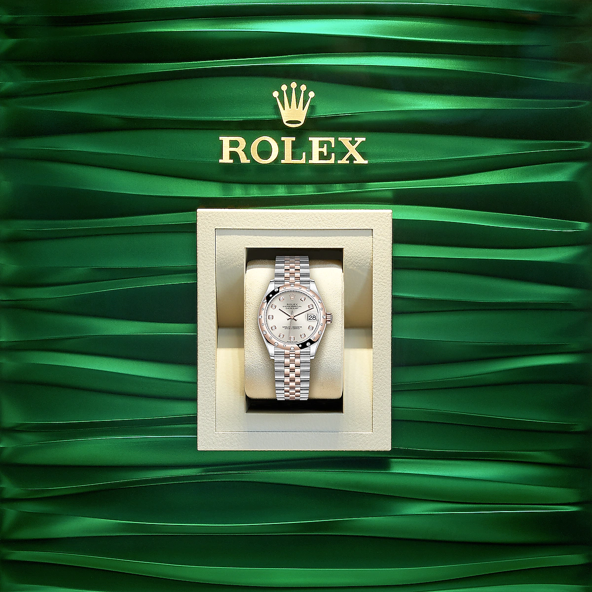 Rolex Datejust 31, Oystersteel, 18kt Everose Gold and diamonds, Ref# 278341RBR-0016