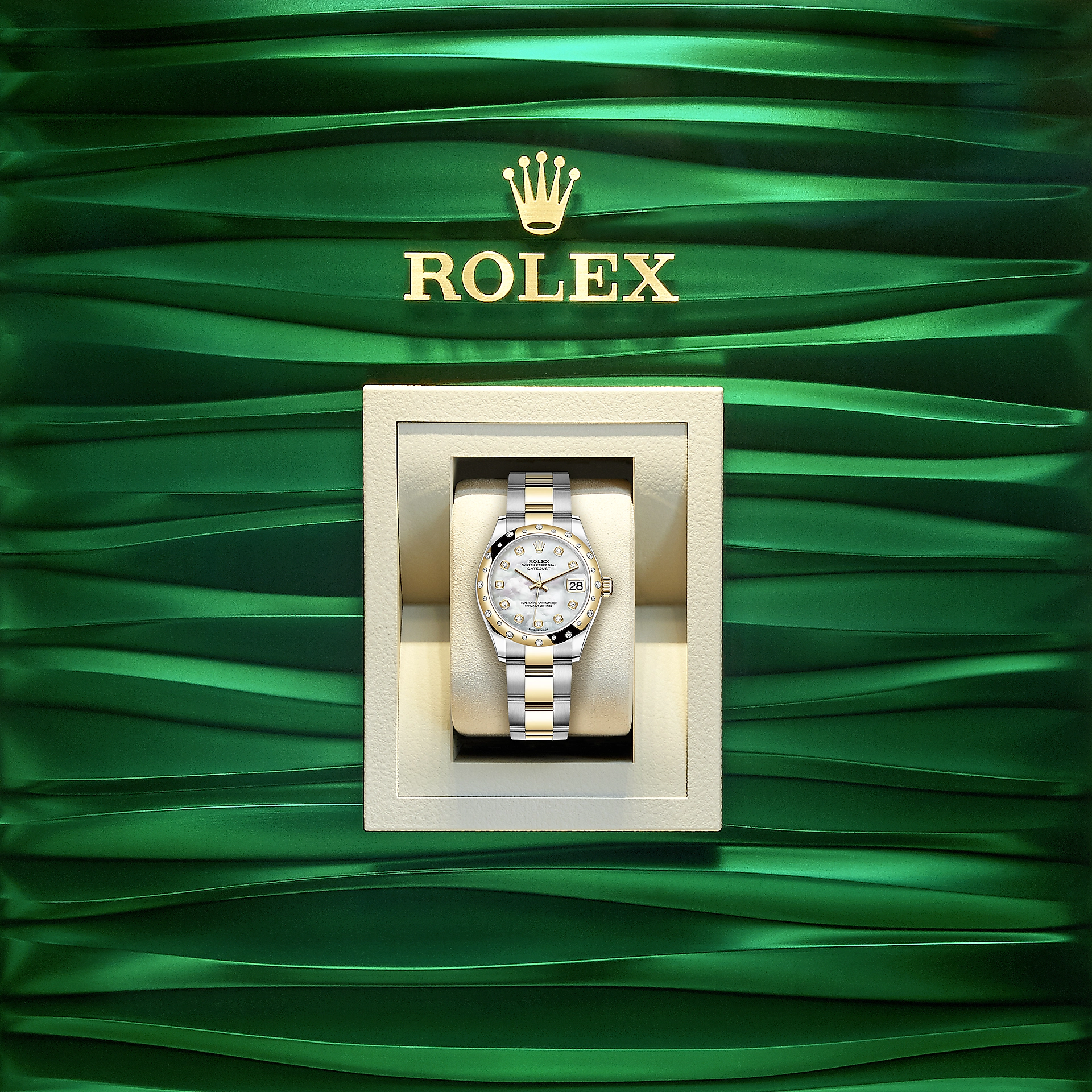 Rolex Datejust 31, Oystersteel, 18kt Yellow Gold and diamonds, Ref# 278343RBR-0027