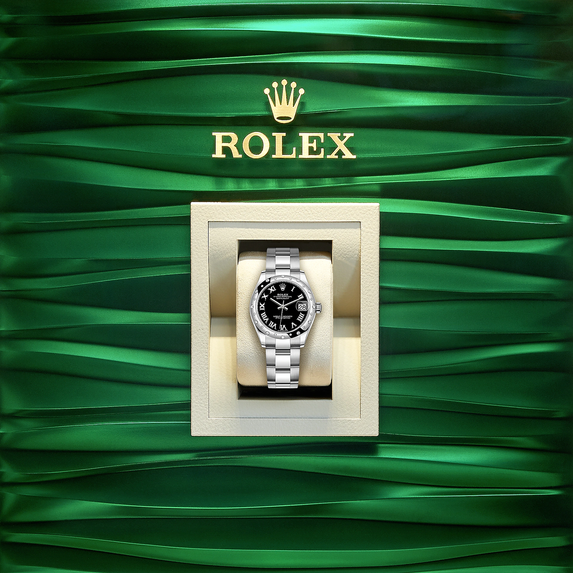 Rolex Datejust 31, Oystersteel, 18kt White Gold and diamonds, Ref# 278344RBR-0001