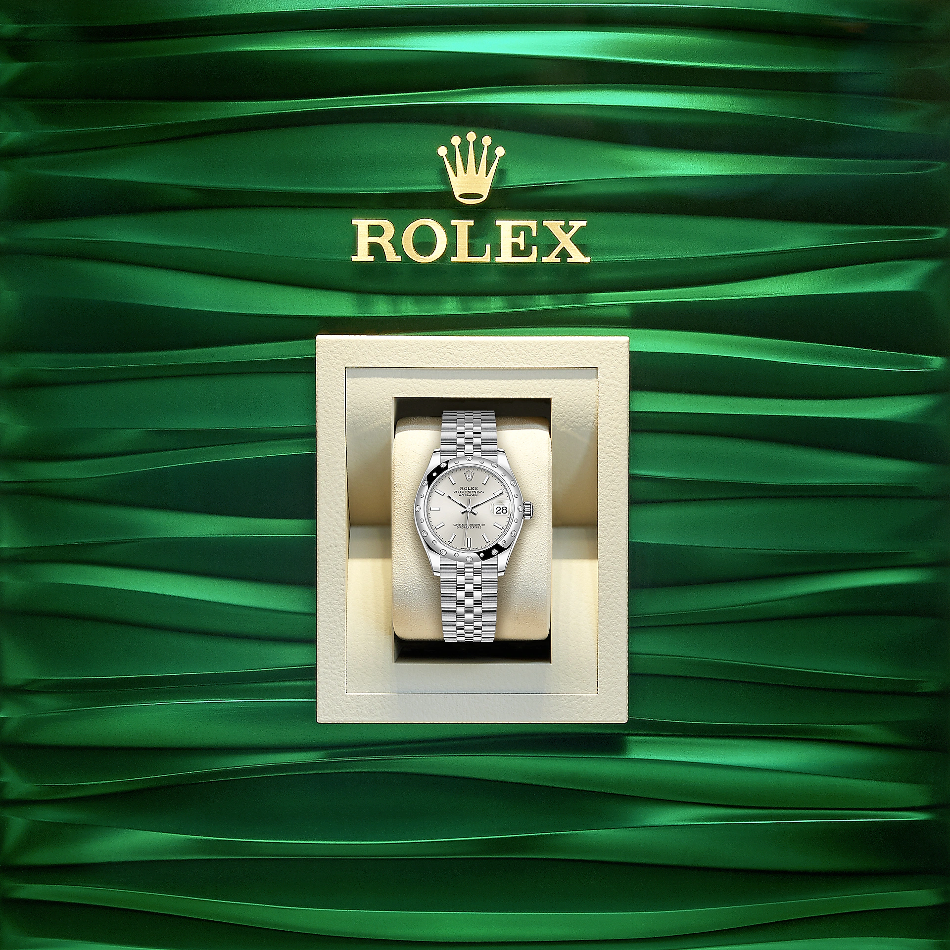Rolex Datejust 31, Oystersteel, 18kt White Gold and diamonds, Ref# 278344RBR-0014