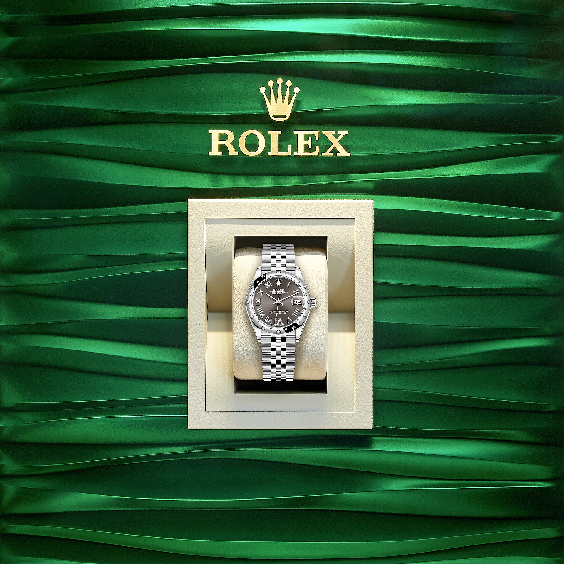Rolex Datejust 31, Oystersteel, 18kt White Gold and diamonds, Ref# 278344RBR-0030