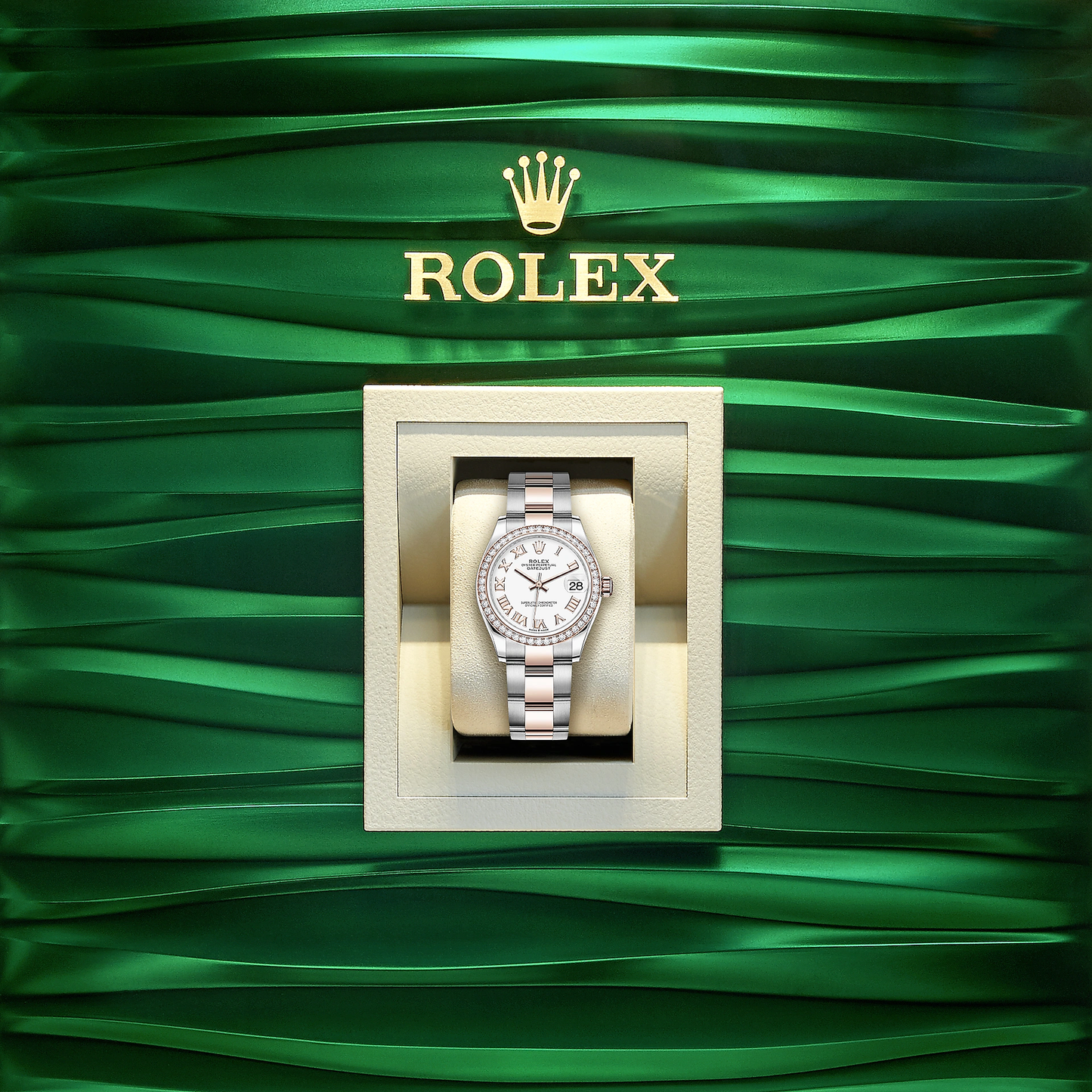 Rolex Datejust 31, Oystersteel, 18kt Everose Gold and diamonds, Ref# 278381RBR-0003