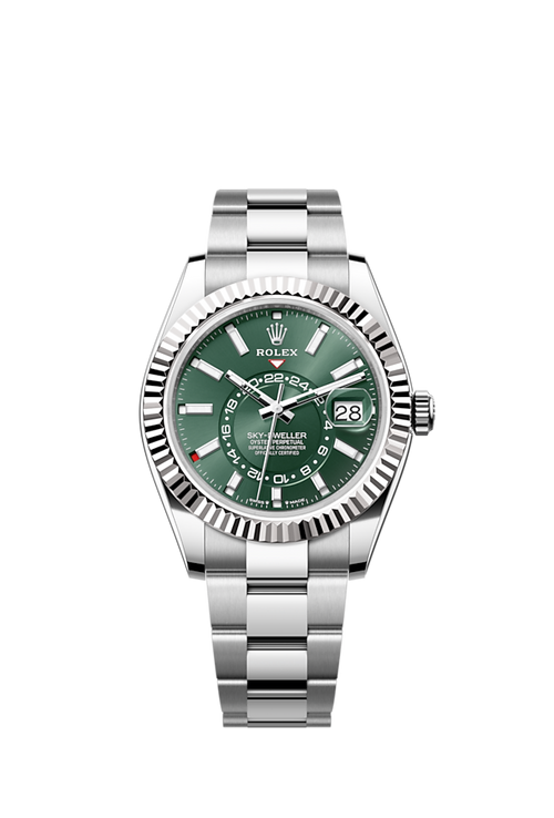 Rolex Sky-Dweller, 42mm, Oystersteel and 18k White Gold, Green, Oyster, Ref# 336934-0001