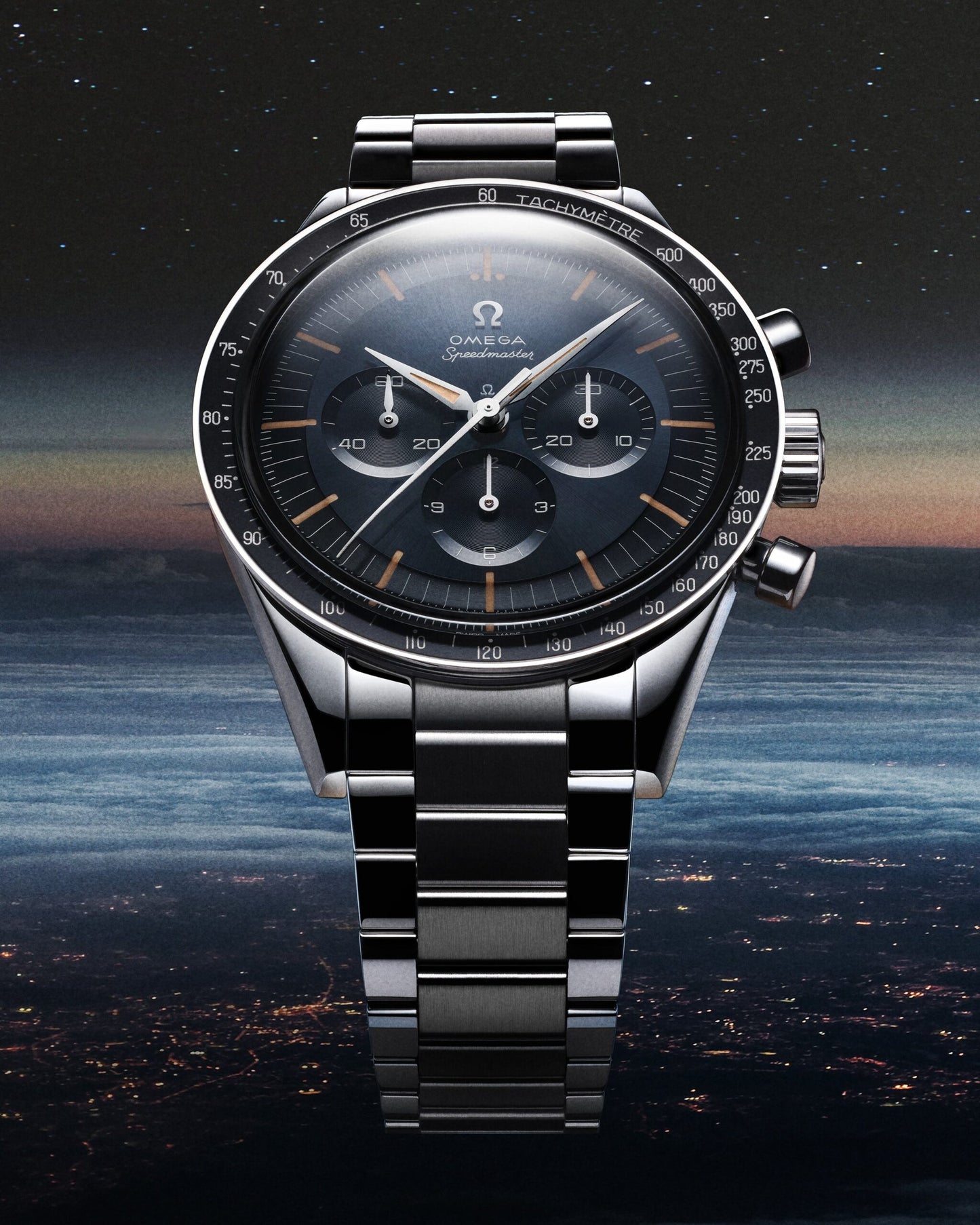Unworn, Omega Speedmaster First Omega in Space, Co-Axial Chronograph, 39,7mm, Ref# 310.30.40.50.06.001, box and papers