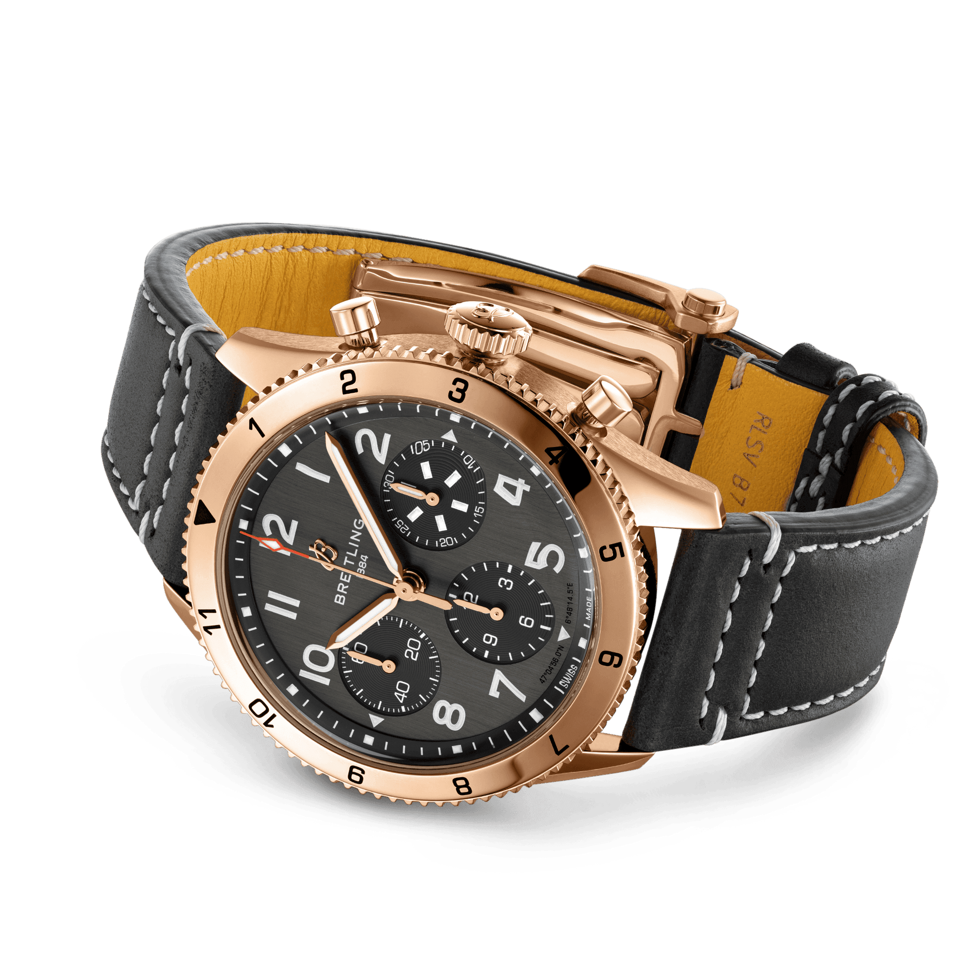 Breitling Classic AVI Chronograph 42 P-51 Mustang, 18k Red Gold, Ref# R233801A1B1X1, Unworn 2024