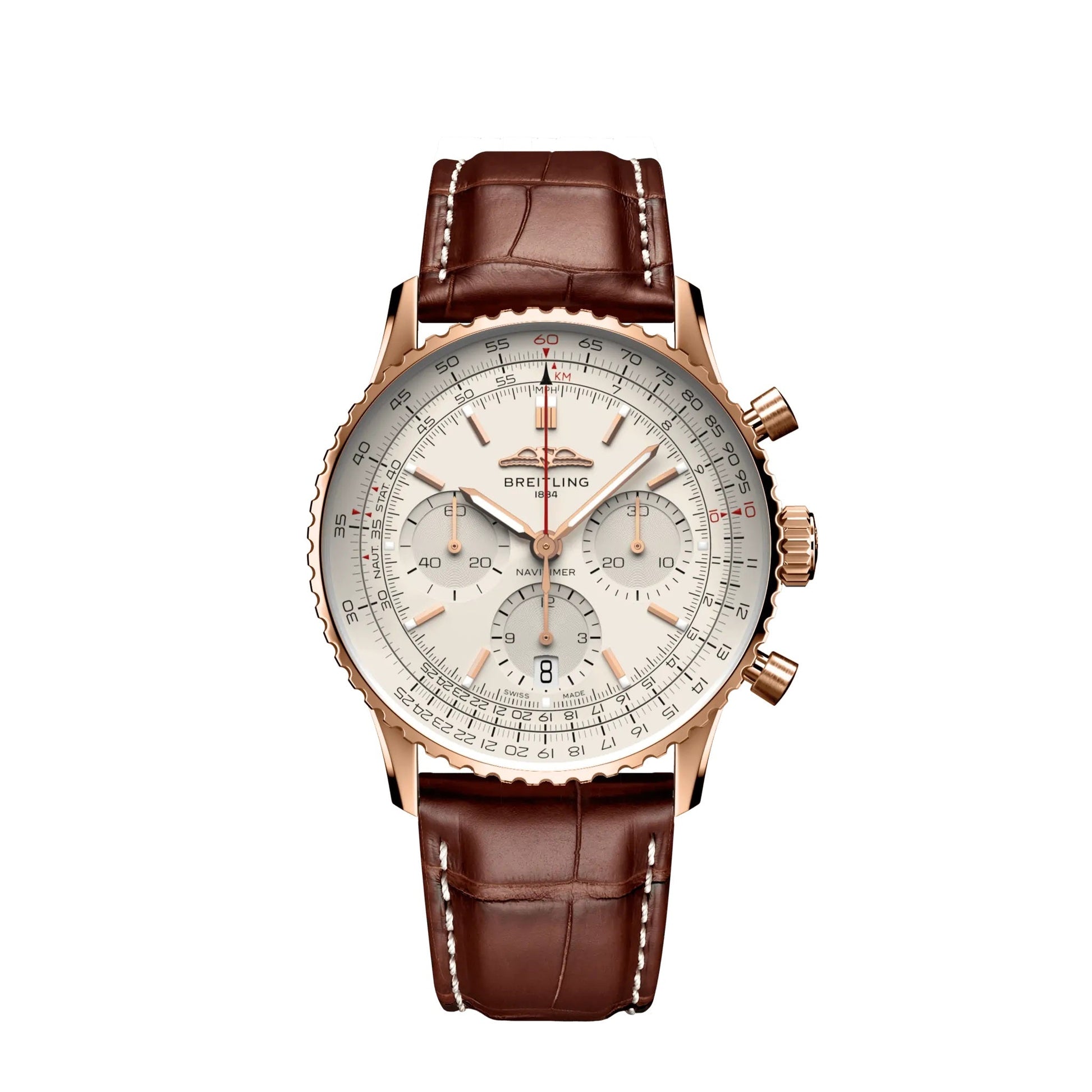 Breitling Navitimer B01 Chronograph 41 18k Red Gold Ref# RB0139211G1P1, box and papers