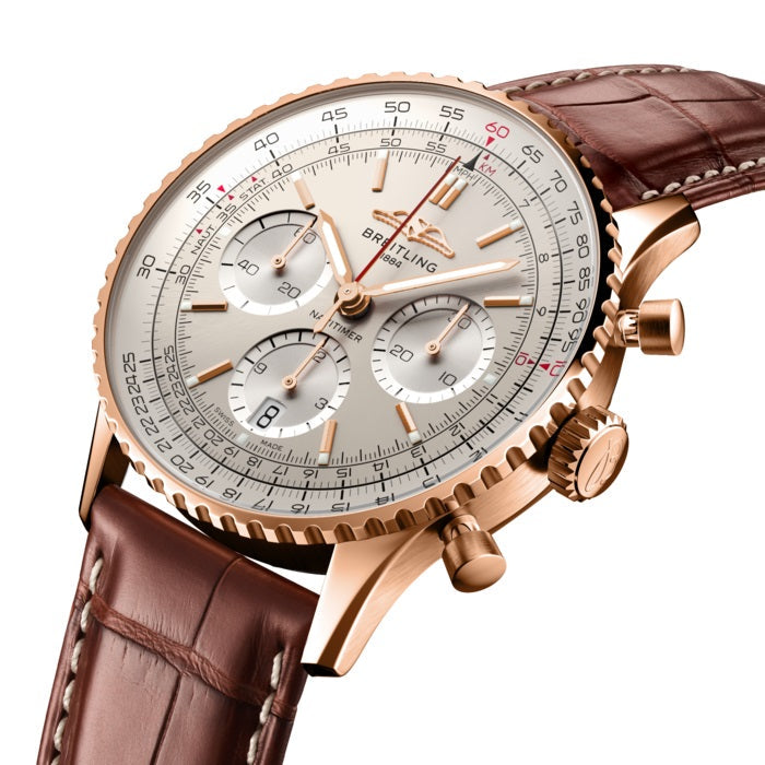 Breitling Navitimer B01 Chronograph 41 18k Red Gold Ref# RB0139211G1P1, box and papers