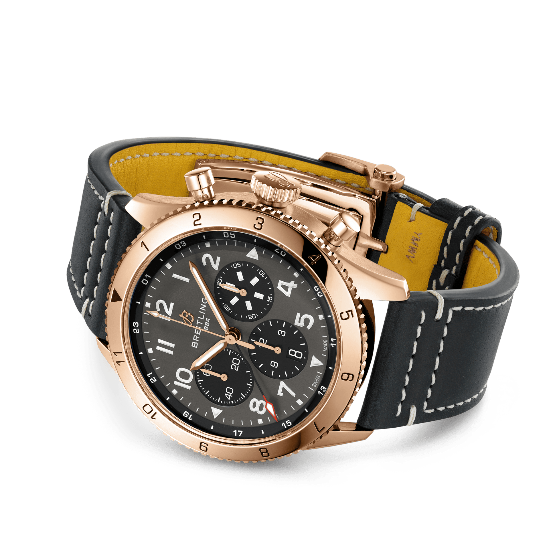Breitling Classic AVI B04 Chronograph 46 P-51 Mustang, 18k Red Gold, Ref# RB04451A1B1X1, Unworn 2024
