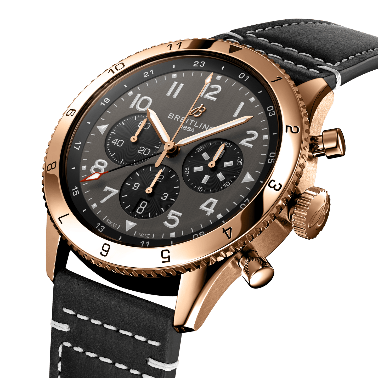 Breitling Classic AVI B04 Chronograph 46 P-51 Mustang, 18k Red Gold, Ref# RB04451A1B1X1, Unworn 2024