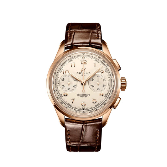 Breitling Premier B09 Chronograph 40 18k Red Gold Ref# RB0930371G1P1, box and papers