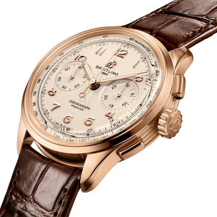 Breitling Premier B09 Chronograph 40 18k Red Gold Ref# RB0930371G1P1, box and papers
