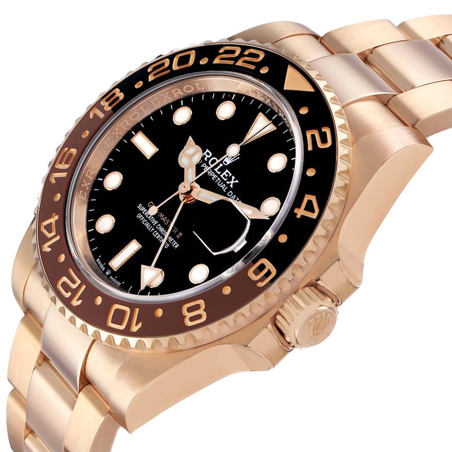 Rolex GMT Master II Rose Gold Black Brown Root Beer 40mm, Ref# 126715chnr-0001