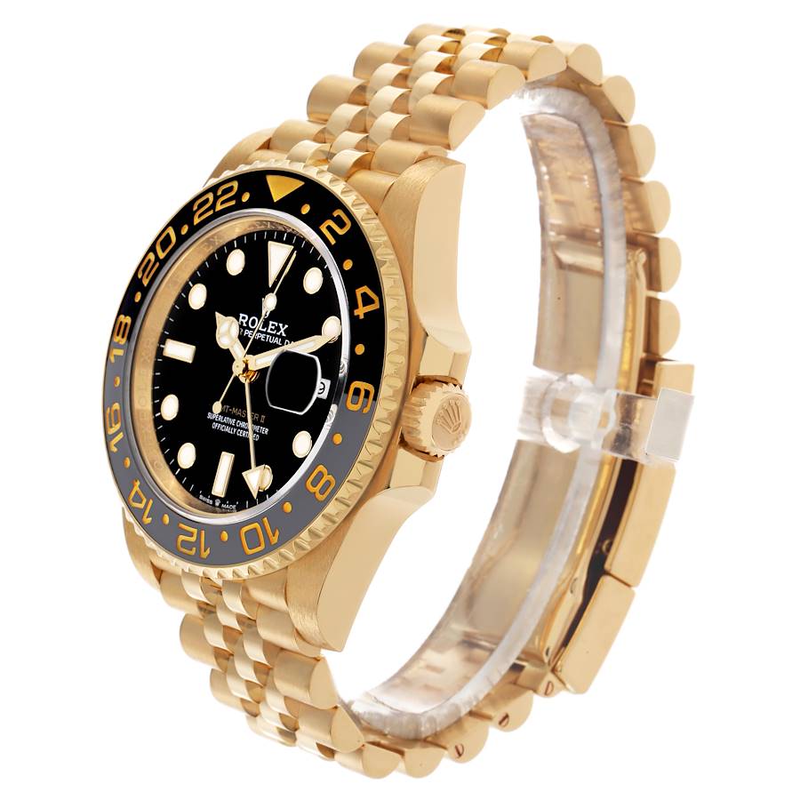 Rolex GMT Master II Black Grey Bezel Yellow Gold Ref# 126718GRNR-0001