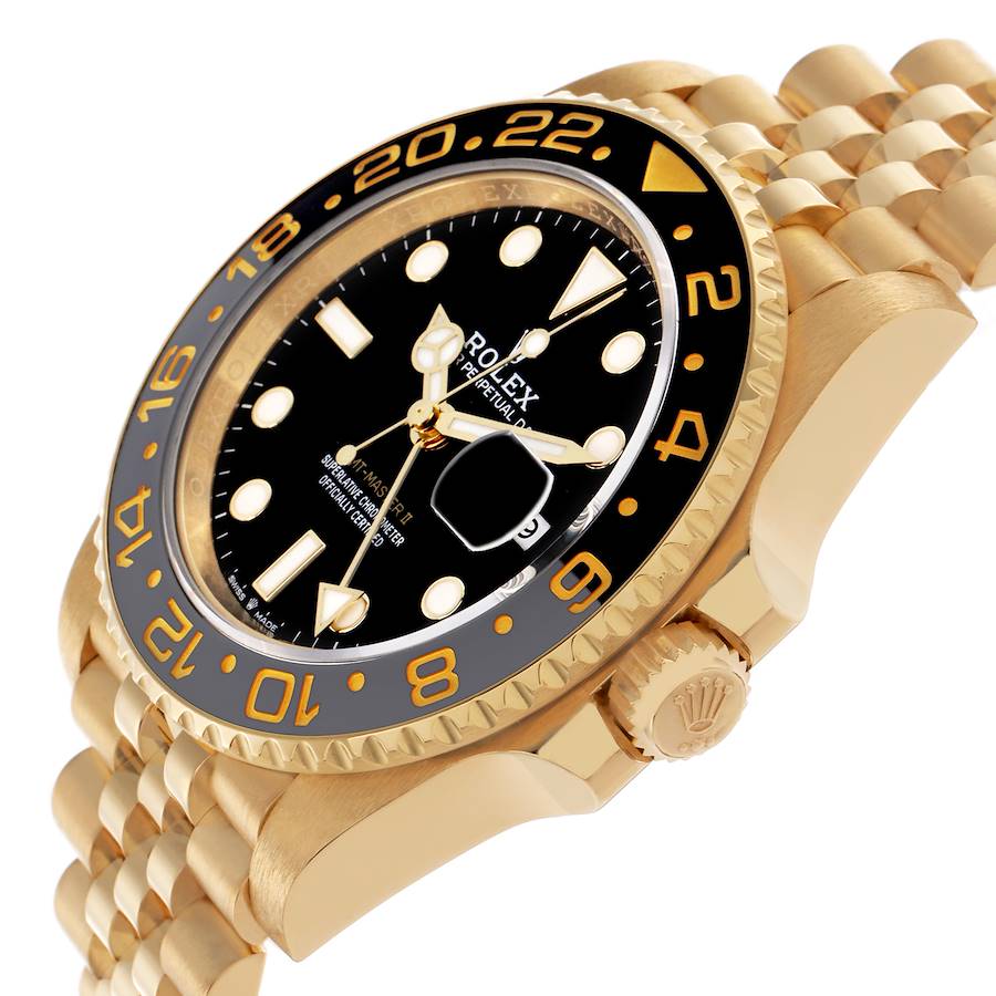 Rolex GMT Master II Black Grey Bezel Yellow Gold Ref# 126718GRNR-0001