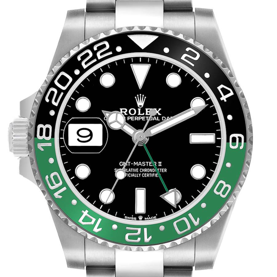 Rolex GMT Master II Steel Sprite Green Black Bezel Ref# 126720vtnr-0001