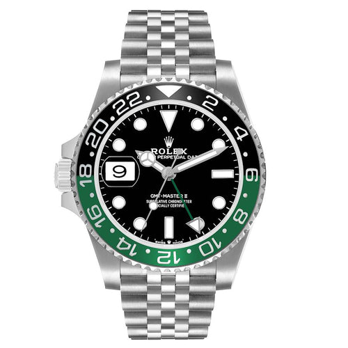 Rolex GMT Master II Steel Sprite Green Black Bezel Ref# 126720vtnr-0002
