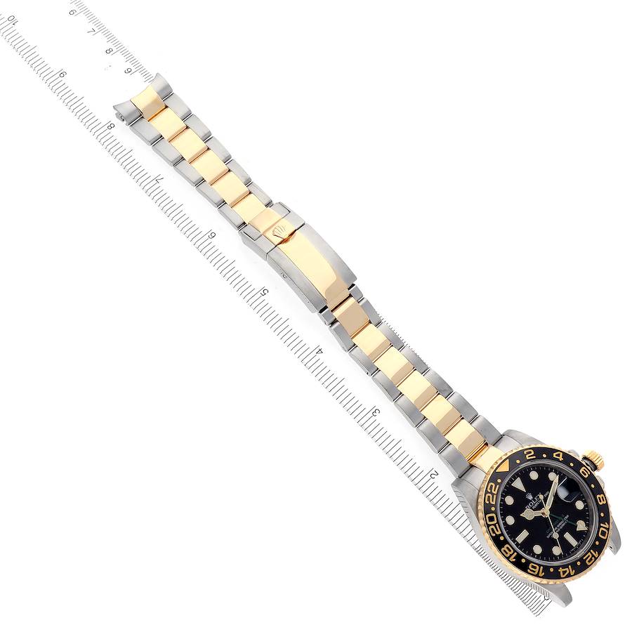 Rolex GMT Master II Steel Yellow Gold Black Dial Mens Watch Ref 116713
