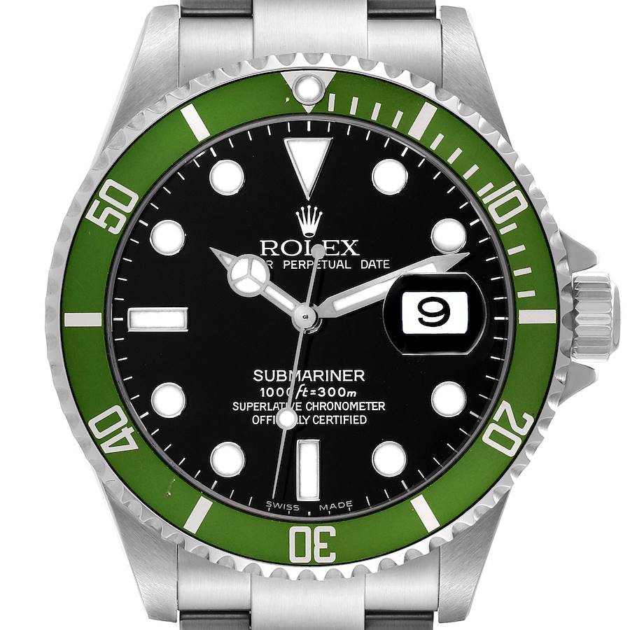 Rolex Submariner Kermit Green Bezel Steel Mens Watch Ref 16610LV