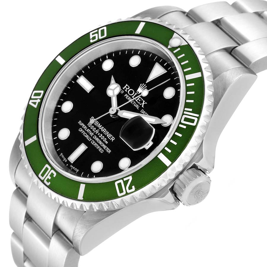 Rolex Submariner Kermit Green Bezel Steel Mens Watch Ref 16610LV
