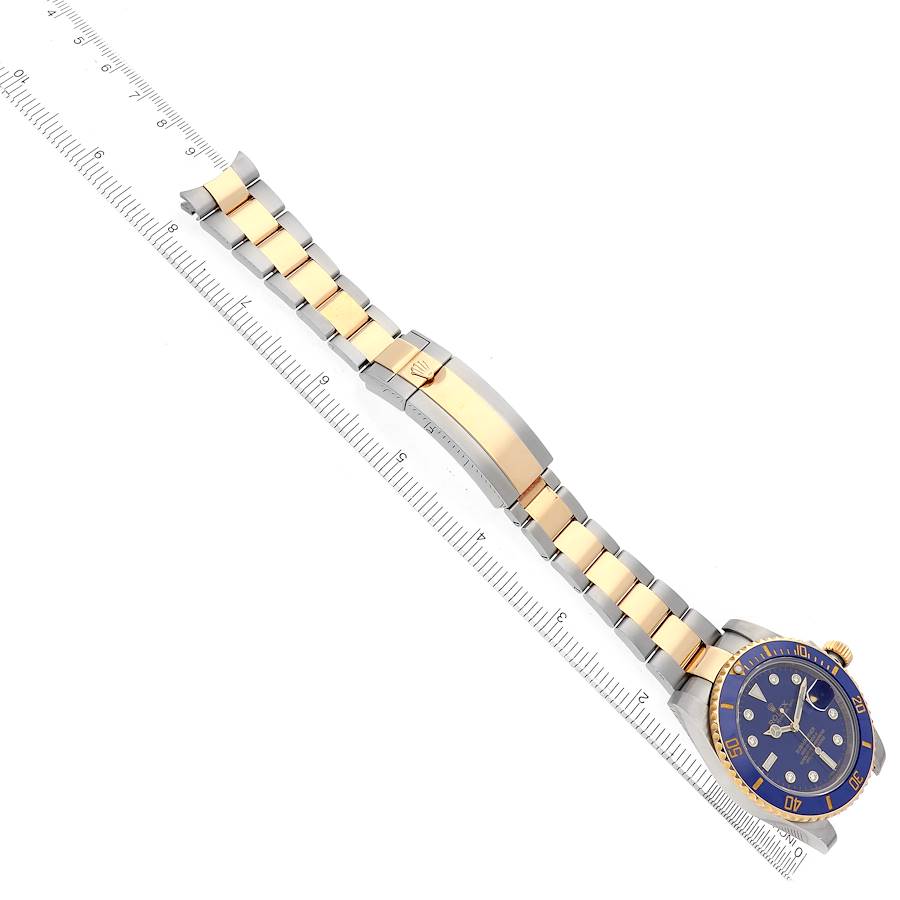 Rolex Submariner Steel Yellow Gold Blue Diamond Dial Bezel Mens Watch Ref 116613
