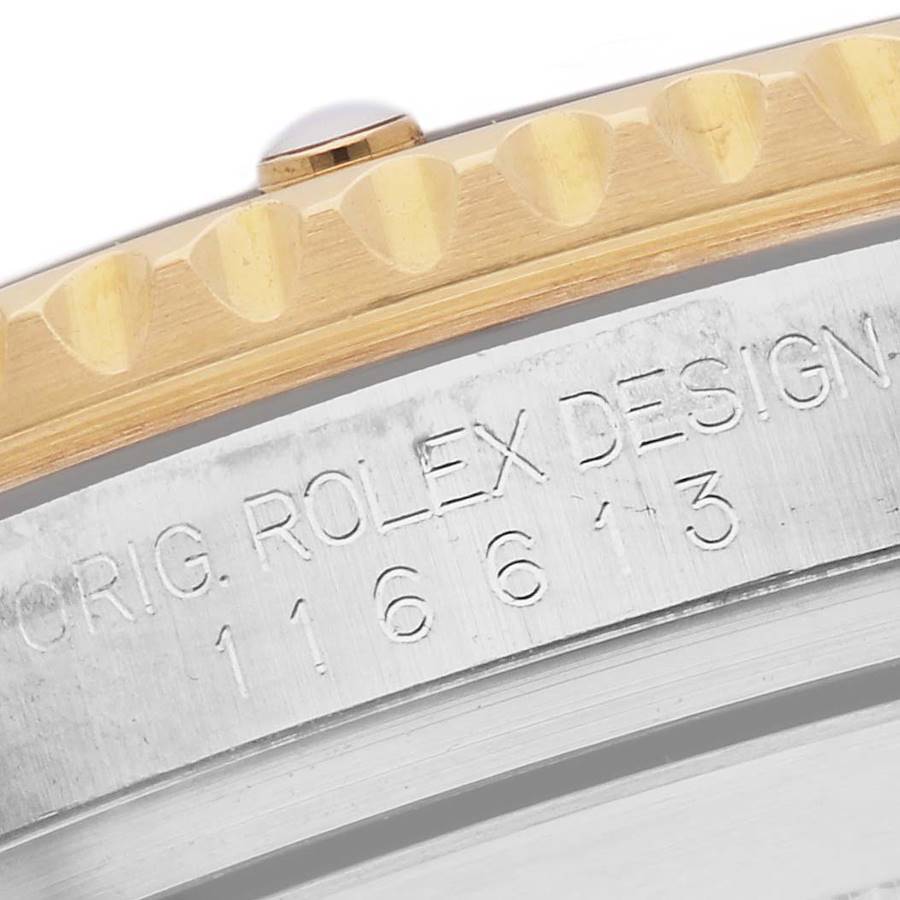 Rolex Submariner Steel Yellow Gold Blue Diamond Dial Bezel Mens Watch Ref 116613