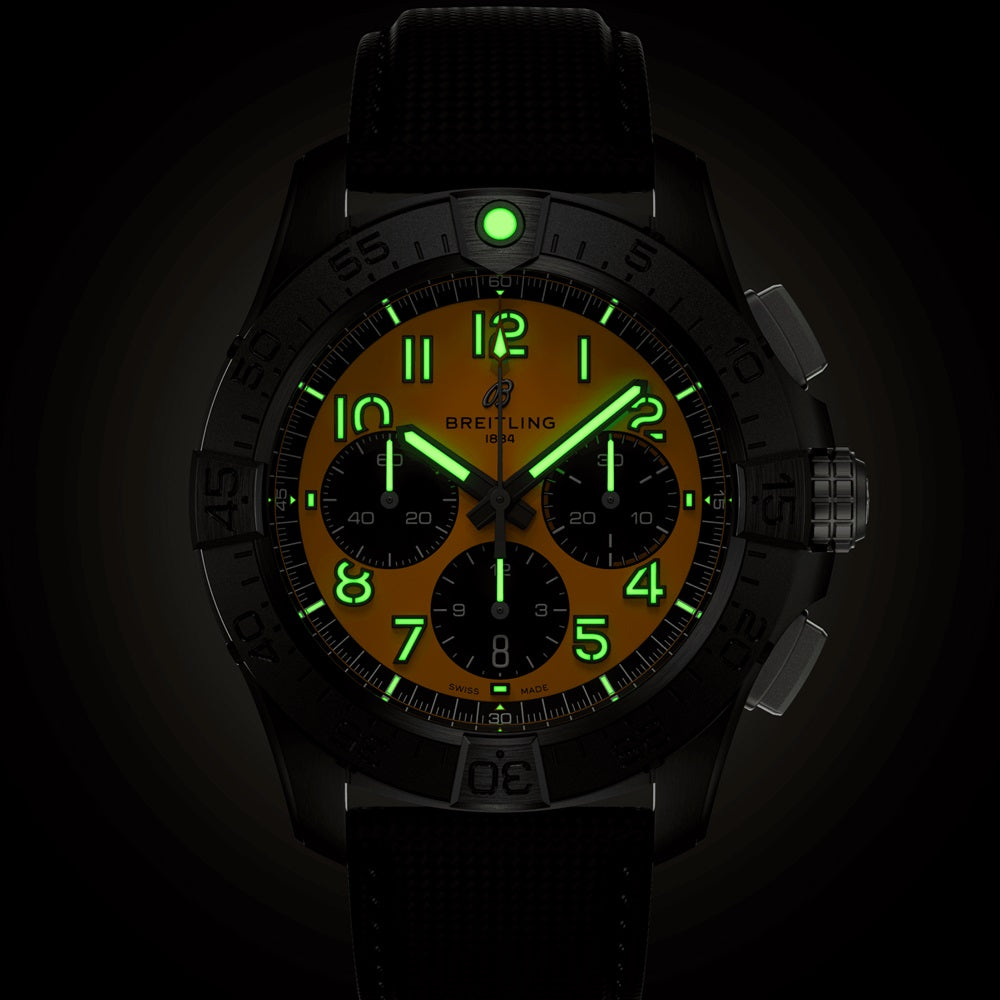 Unworn Breitling Avenger B01 Chronograph 44 Night Mission Ref# SB0147101I1X2, box and papers