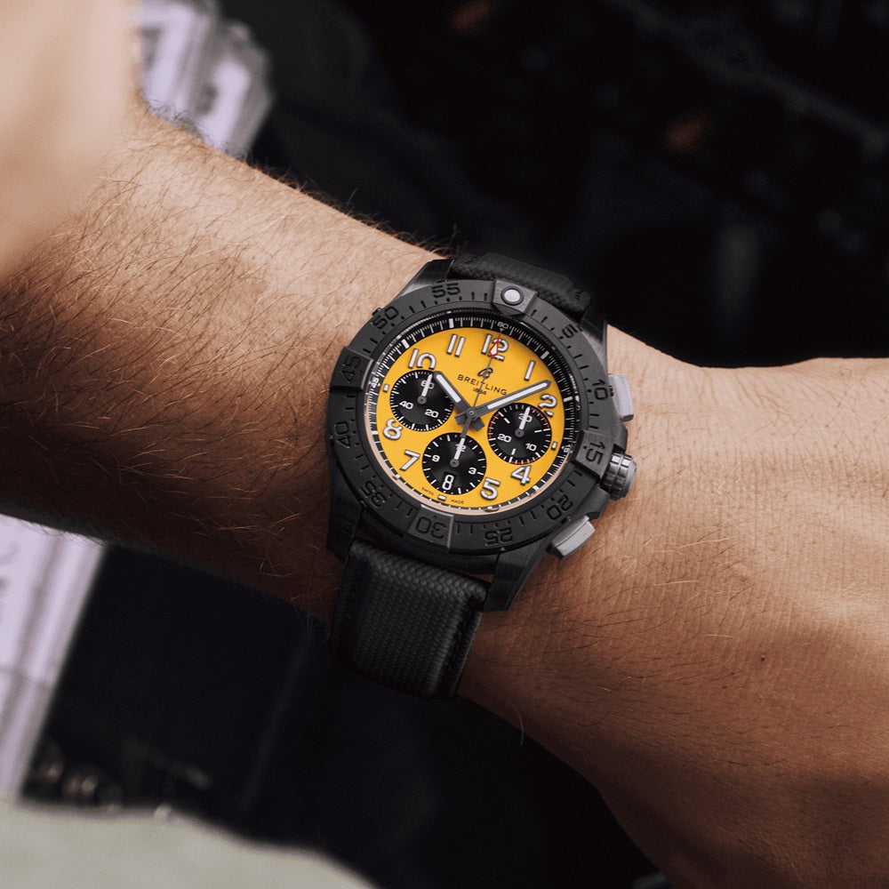 Unworn Breitling Avenger B01 Chronograph 44 Night Mission Ref# SB0147101I1X2, box and papers