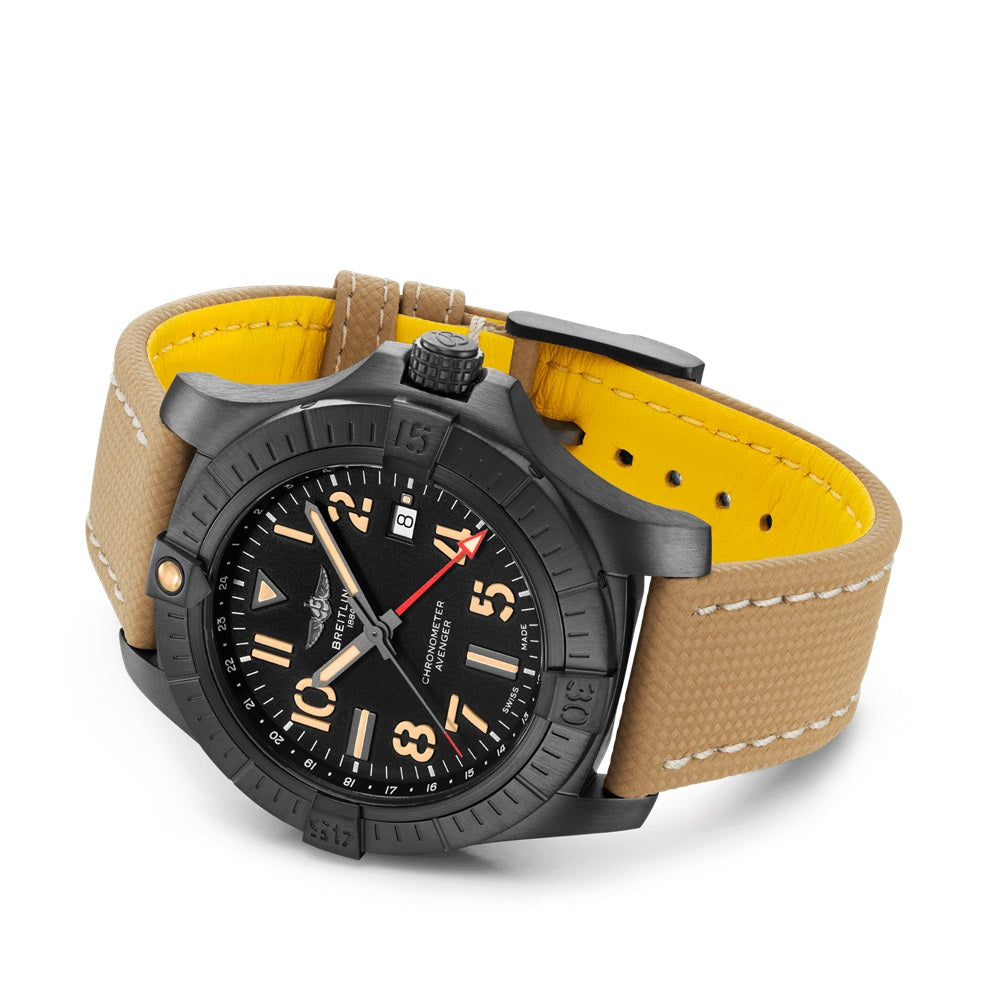 Unworn Breitling Avenger Automatic Gmt 45 Night Mission Ref# V32395101B1X2, box and papers
