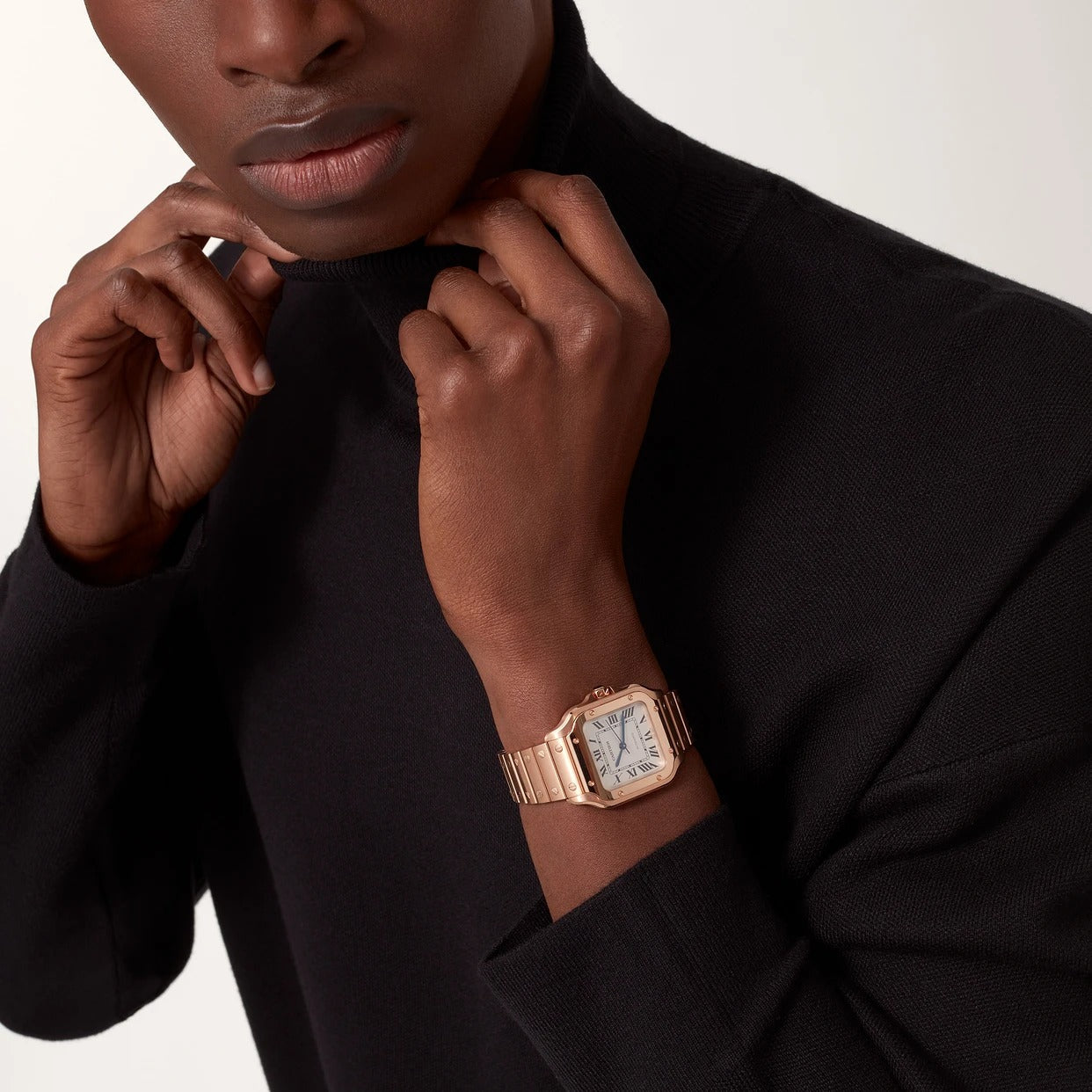 Unworn Cartier Santos de Cartier, 18k Rose Gold, 35.1mm, Ref# WGSA0031, box and papers