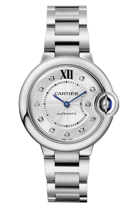 Unworn Cartier Ballon Bleu de Cartier, Stainless Steel and Diamonds, 28mm, Ref# W4BB0029, box and papers